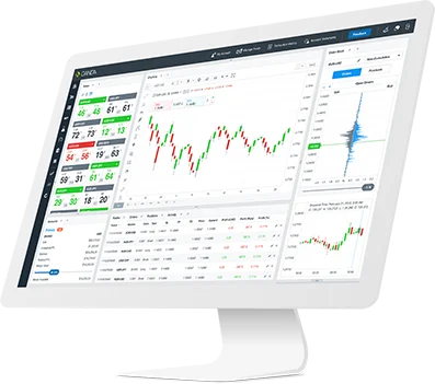 Monitor con gráficos e información de los mercados financieros